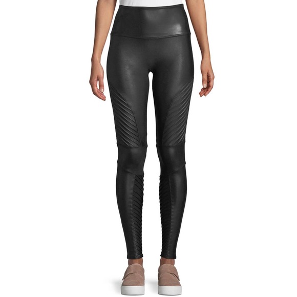 SPANX Pants - Spanx Moto Faux-Leather Leggings Black Size Small
